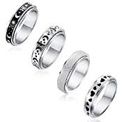 RRP £9.98 Senteria 4 Pcs Spinner Rings for Women Men Stainless