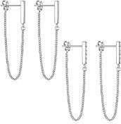 RRP £11.02 Milacolato 2Pairs Sterling Silver Bar Dangle Earrings