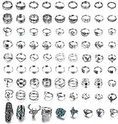 RRP £13.99 MILACOLATO 82pcs Bohemian Knuckle Vintage Rings for