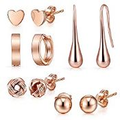 RRP £14.99 5 Pairs of Rose Gold Plated Earrings