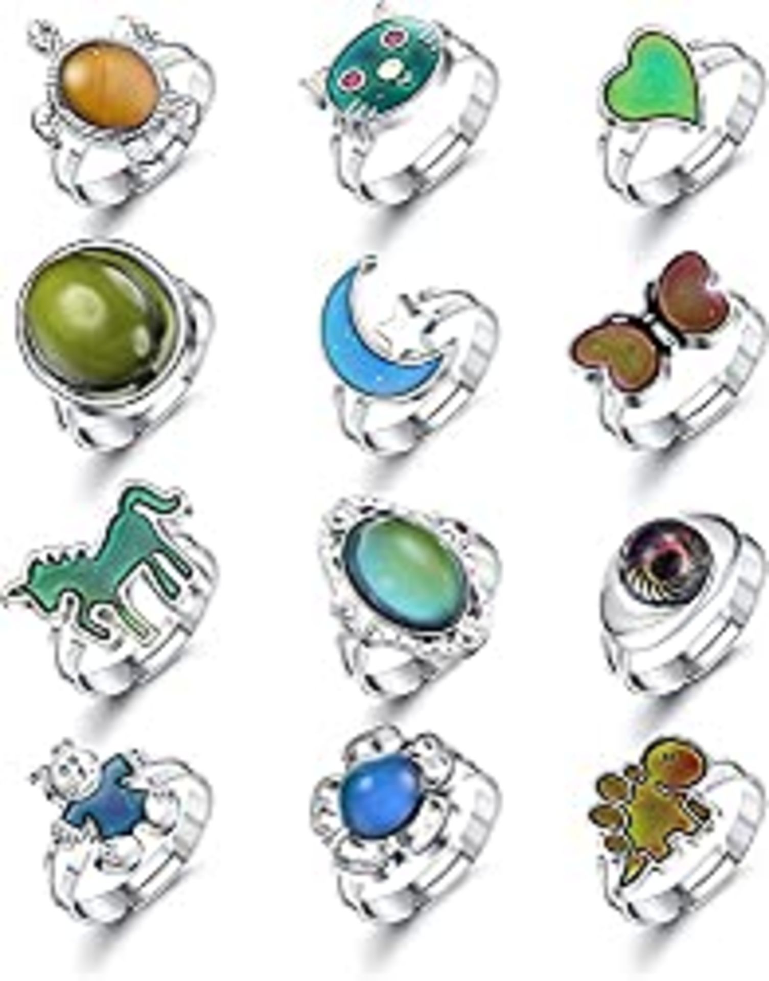 RRP £13.99 MILACOLATO 12Pcs Adjustable Mood Rings for Women Girls