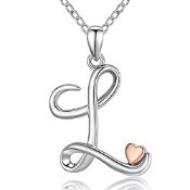 RRP £25.99 Initial Letter L and Heart Pendant Necklace for Women