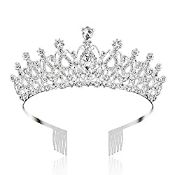 RRP £11.99 Makone Crystal Tiara Crown with Rhinestones Comb for