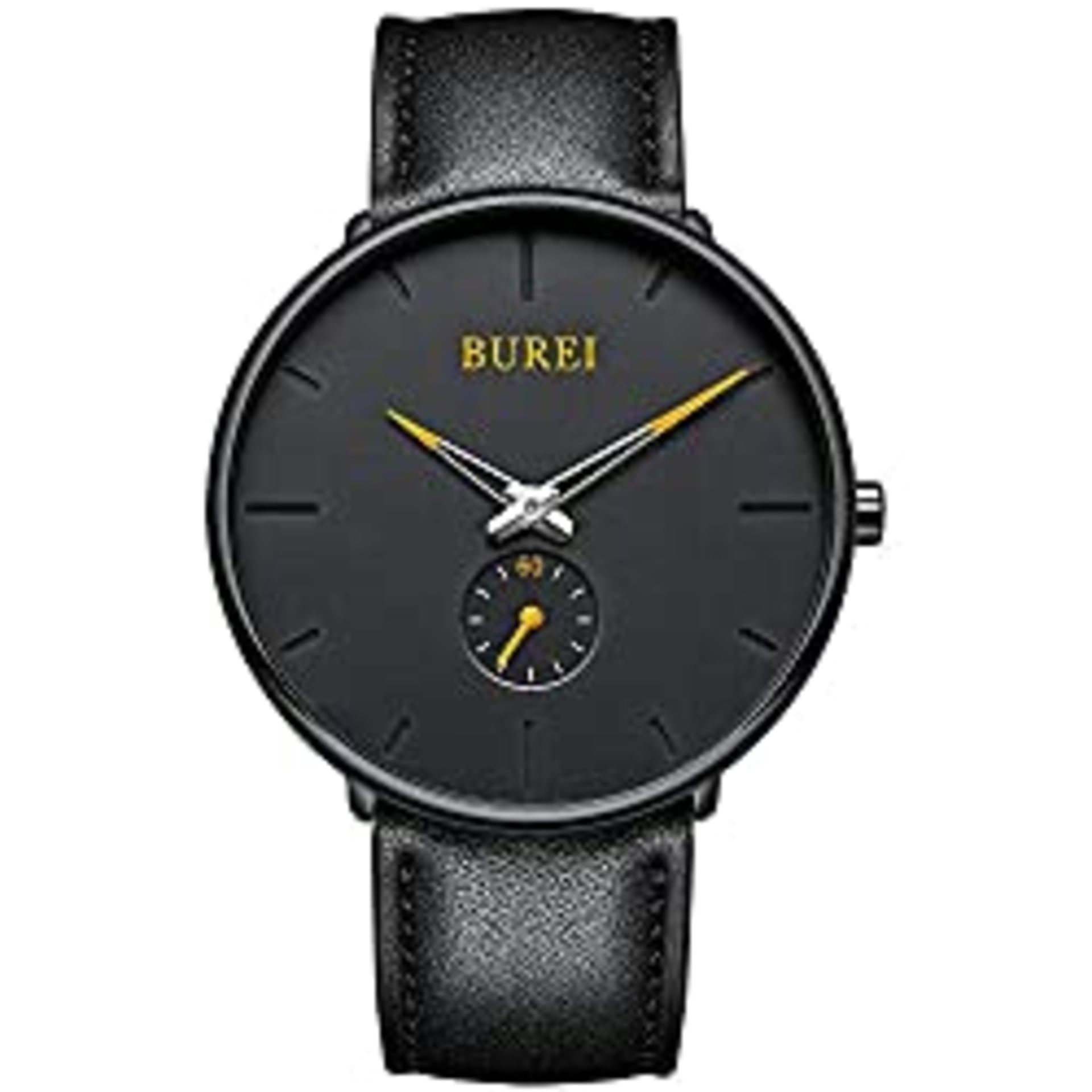 RRP £27.11 BUREI Men's Watches Minimalist Ultra Thin Black Dial