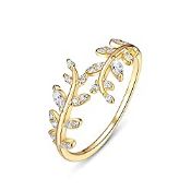 RRP £16.57 FOREVER QUEEN Olive Leaf Rings Adjustable Rings Open