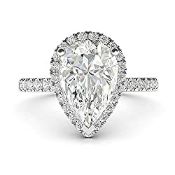 RRP £52.99 Sterling Silver Simulated Pear-Shaped Diamond Halo