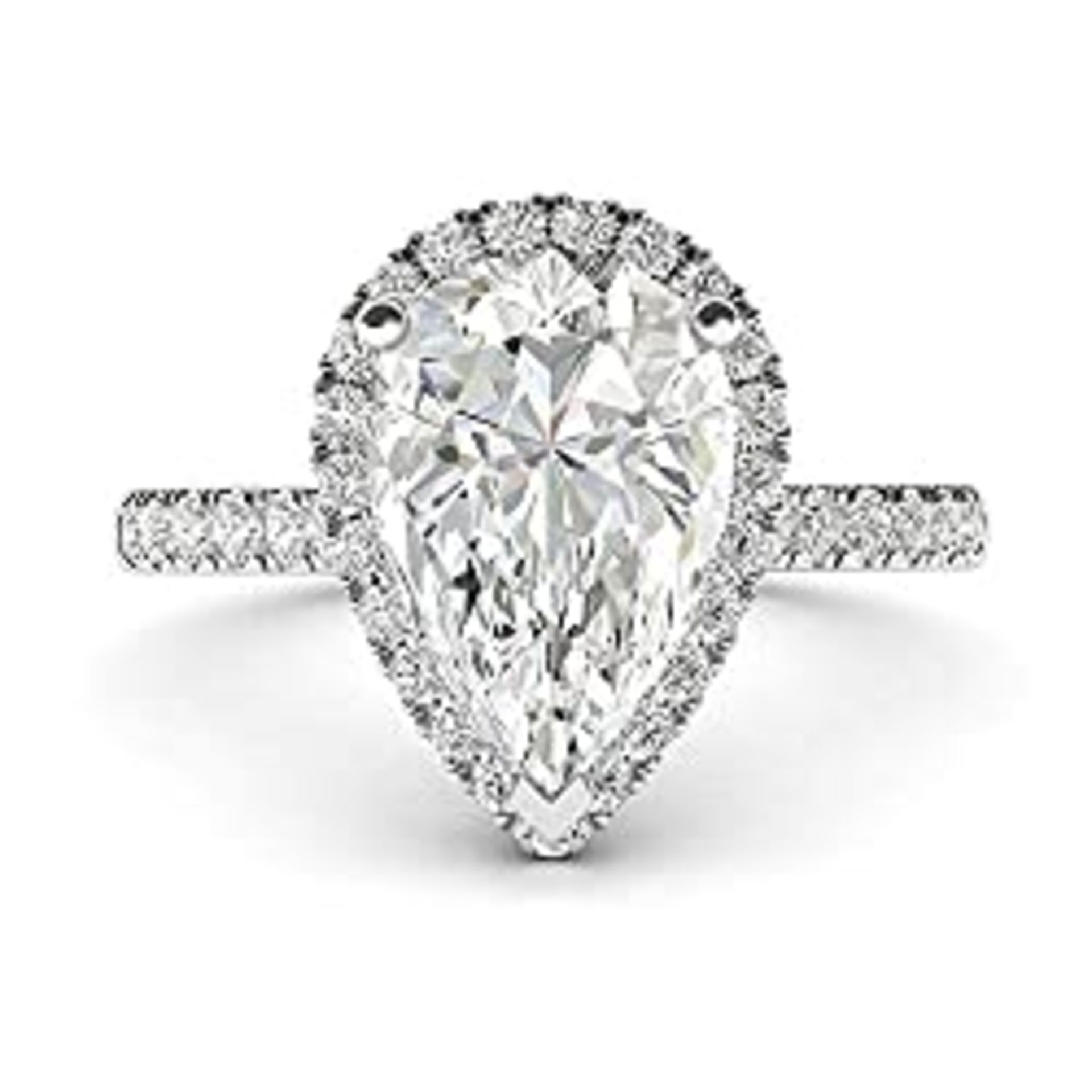 RRP £52.99 Sterling Silver Simulated Pear-Shaped Diamond Halo