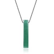 RRP £21.38 coai Mens Womens Simple Bar Green Aventurine Stone Pendant Necklace