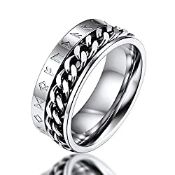 RRP £11.98 Cool Rings for Men Stainless Steel Rotating Ring with