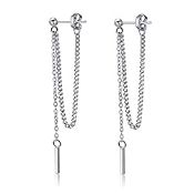 RRP £14.99 SLUYNZ 925 Sterling Silver Bar Dangle Earrings for