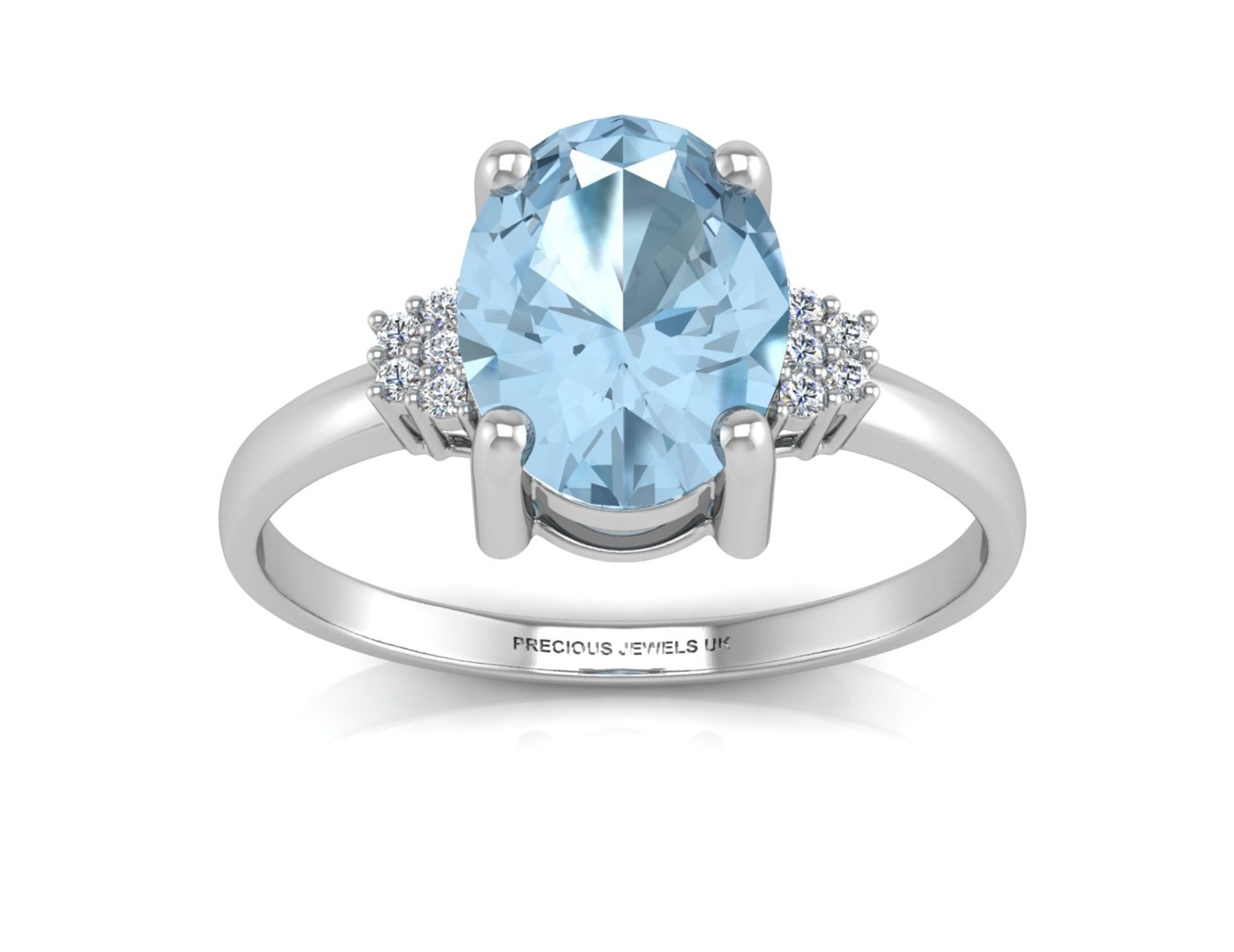 9ct White Gold Diamond And Blue Topaz Ring 0.03 Carats - Valued by GIE £1,145.00 - An oval cut - Image 3 of 5