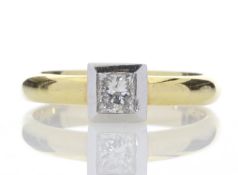 18ct Single Stone Princess Cut Rub Over Diamond Ring 0.45 Carats - Valued by AGI £3,218.00 - A