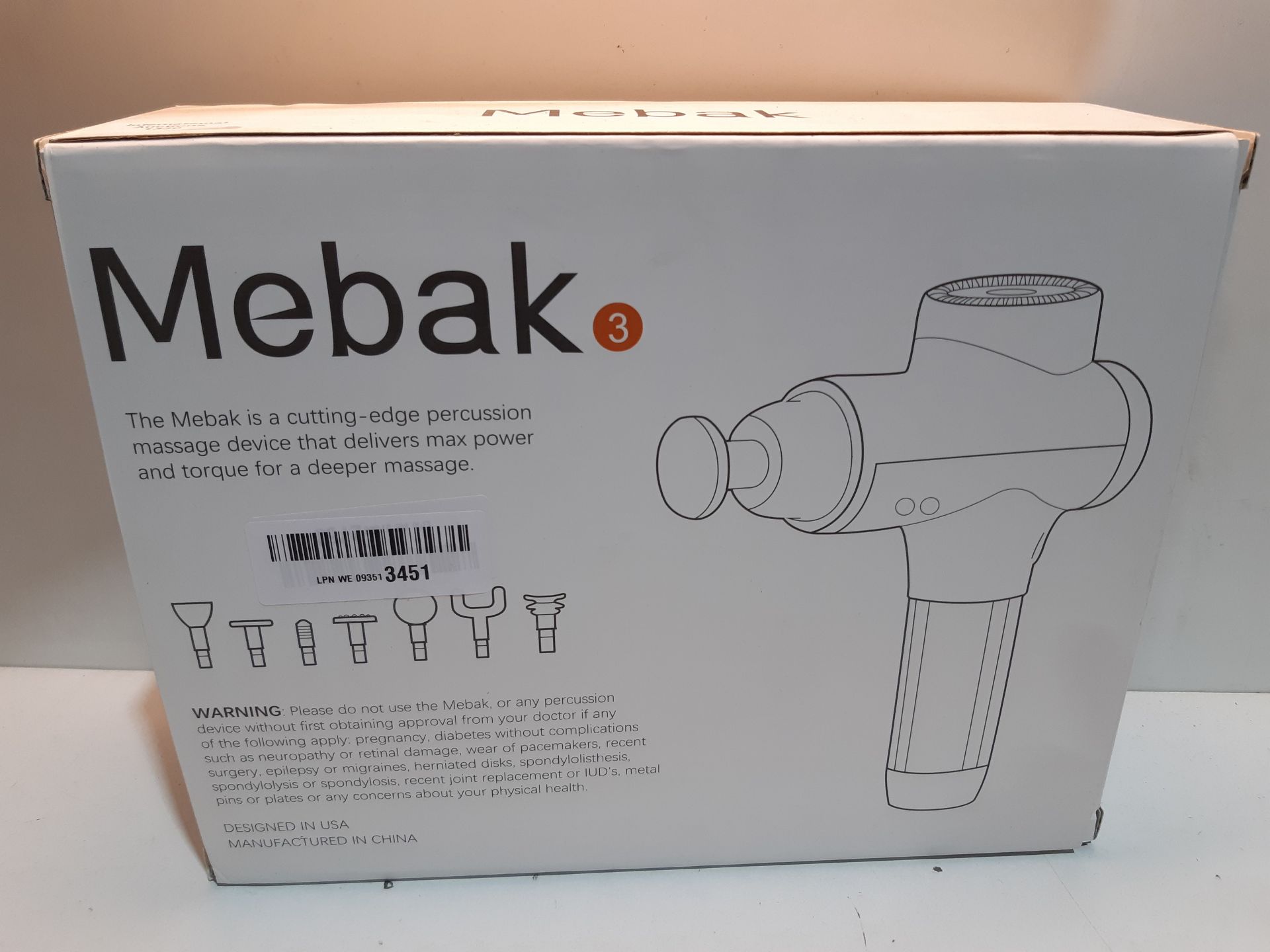 RRP £100.62 Mebak 3 Massage Gun Deep Tissue Percussion Muscle Massager - Image 2 of 2