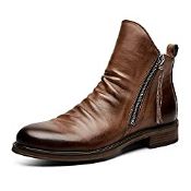 RRP £44.89 Mens Leather Boots Chelsea Boots Formal Boots For Men-Fashion