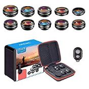 RRP £25.25 Apexel 10 in 1 Cell Phone Camera Lens Kit Wide Angle&Macro