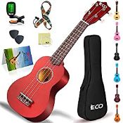 RRP £28.39 iECO Soprano Ukulele Beginner Kit-21In w/How to play