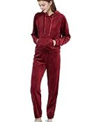 RRP £47.99 Woolicity Womens Velour Hoodies Tracksuit Set Long