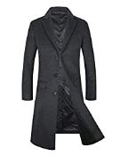 RRP £39.98 ELETOP Mens Coats Single Breasted Winter Coat Wool Trench Coat Grey 1801-S