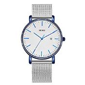 RRP £26.70 BUREI Men's Ultra Thin Minimalist Watch Fashion White