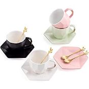 RRP £25.98 240ml Ceramics Coffee Cups and Saucers of 4 Sets