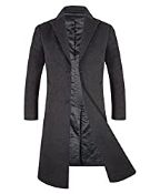 RRP £83.99 APTRO Mens Wool Coats Long Coats Thick Winter Jacket