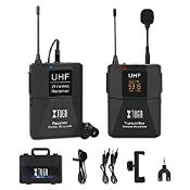 RRP £29.99 XTUGA UHF Wireless Lavalier Microphone with Remote