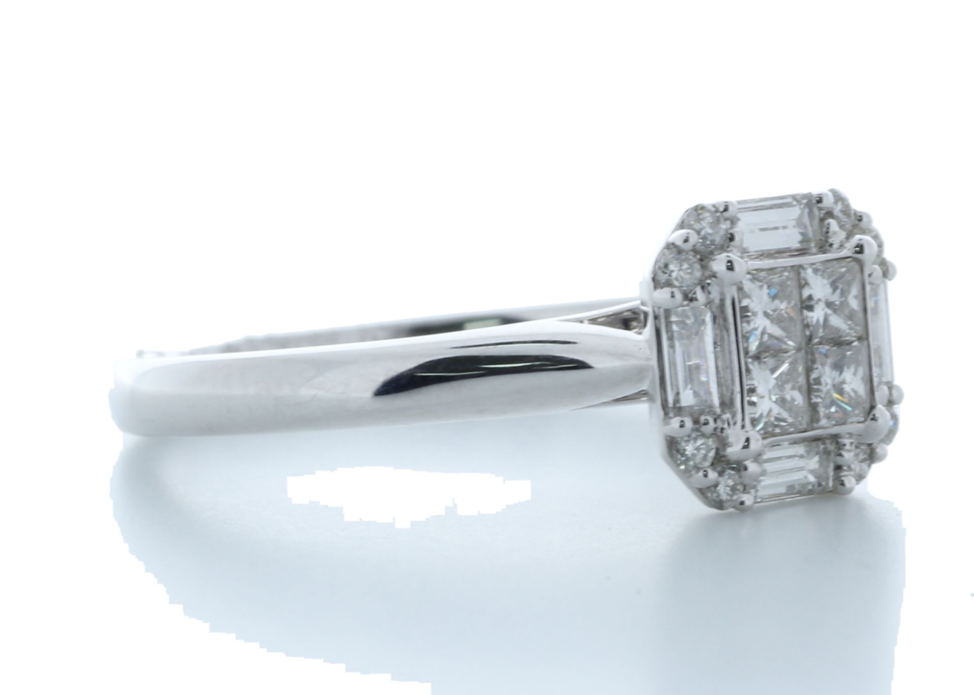 18ct White Gold Single Stone With Halo Setting Ring 0.55 Carats - Valued by AGI £5,250.00 - A modern - Image 4 of 4
