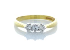 9ct Yellow Gold Three Stone Claw Set Diamond Ring 0.25 Carats - Valued by AGI £957.00 - Three