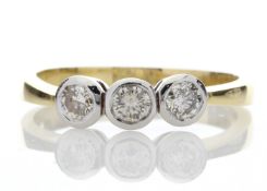 18ct Three Stone Rubover Set Diamond Ring 0.75 Carats - Valued by AGI £2,283.00 - Three beautiful