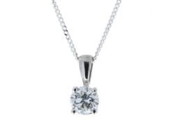 9ct White Gold Single Stone Wire Set Diamond Pendant 0.40 Carats - Valued by GIE £7,740.00 - A round