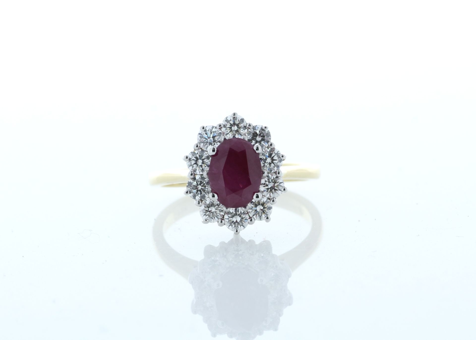 18ct Yellow Gold Oval Cluster Claw Set Diamond And Ruby Ring (R1.64) 1.00 Carats - Valued by AGI £