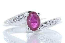 9ct White Gold Diamond And Ruby Ring 0.01 Carats - Valued by GIE £1,895.00 - 9ct White Gold