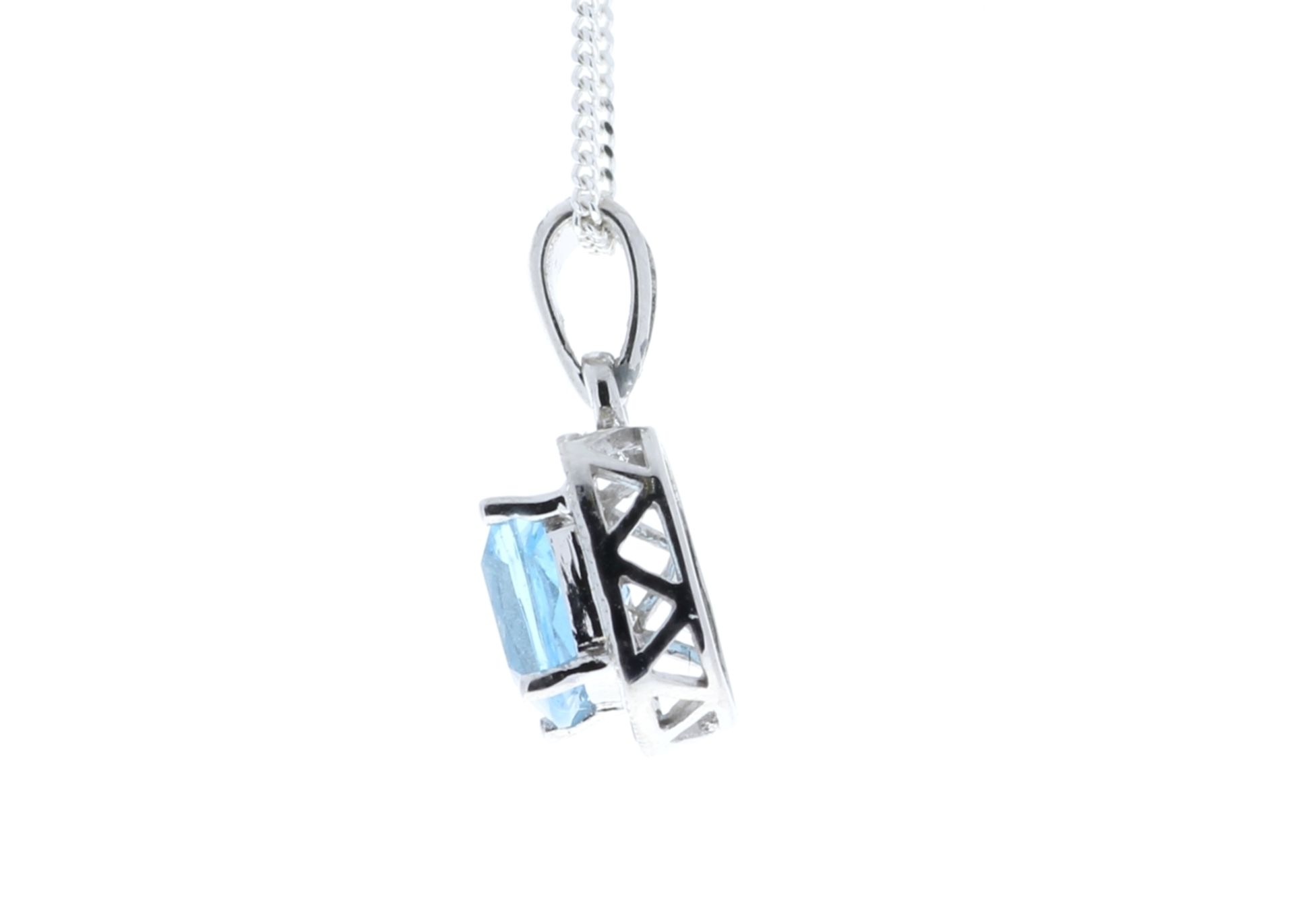 9ct White Gold Blue Topaz And Diamond Pendant 0.12 Carats - Valued by GIE £1,520.00 - 9ct White Gold - Image 3 of 5