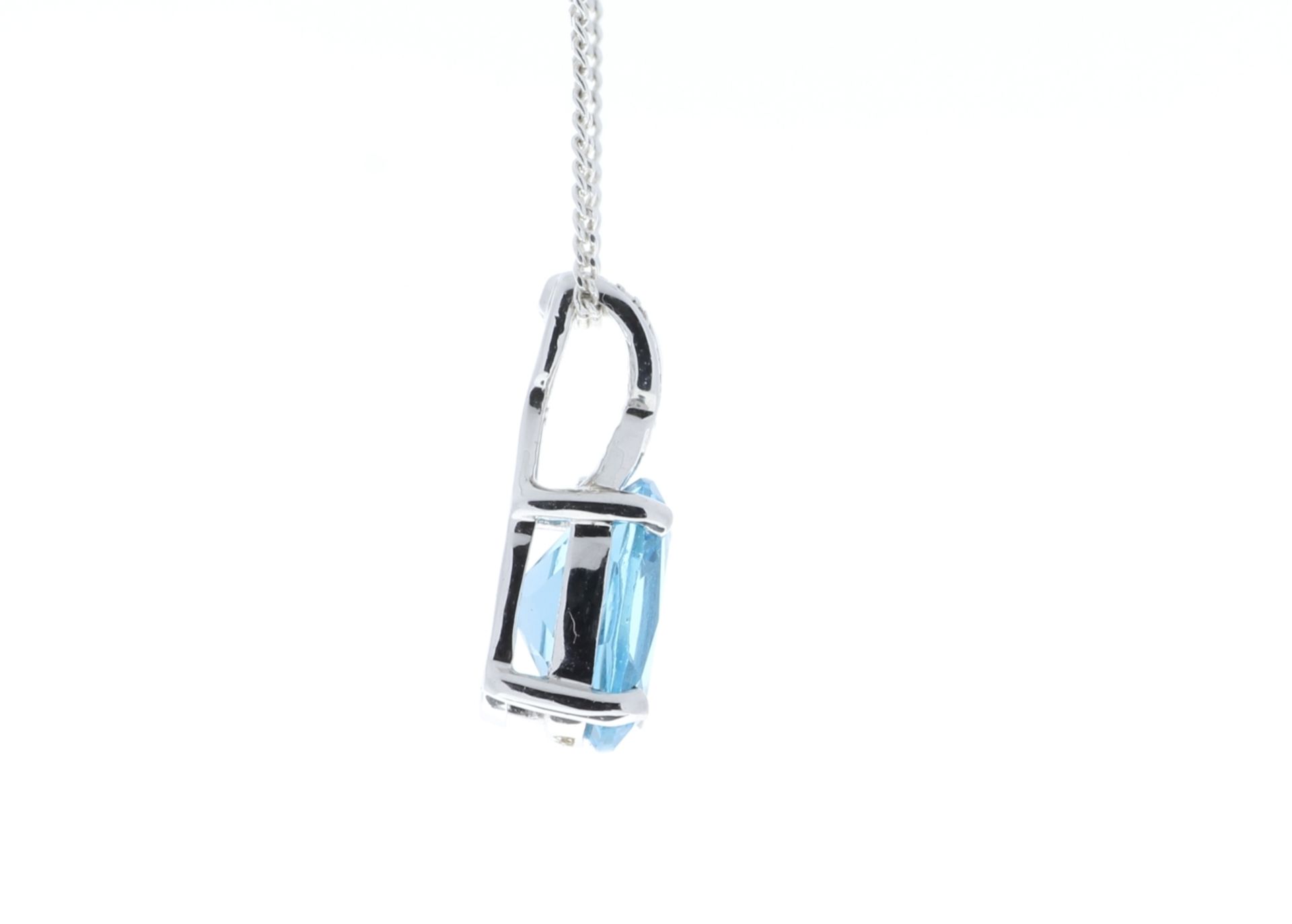 9ct White Gold Diamond And Blue Topaz Pendant 0.01 Carats - Valued by GIE £380.00 - 9ct White Gold - Image 3 of 6
