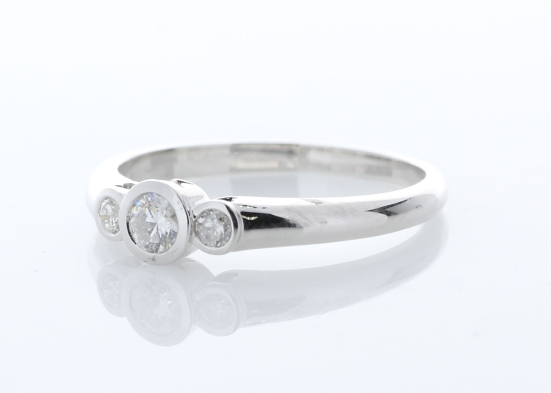 18ct Three Stone Rub Over Set Diamond Ring 0.33 Carats - Valued by GIE £9,555.00 - Three natural - Image 2 of 4