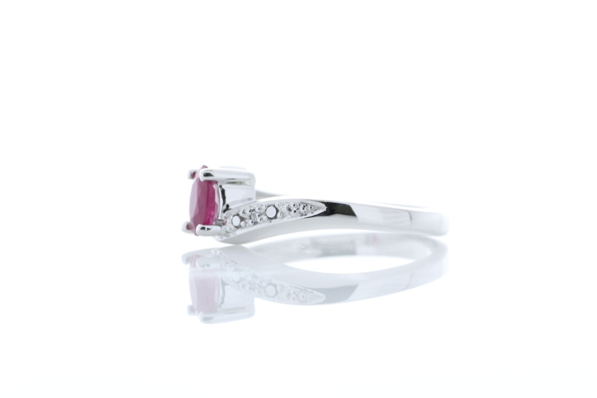 9ct White Gold Diamond And Ruby Ring 0.01 Carats - Valued by GIE £1,895.00 - 9ct White Gold - Image 2 of 5