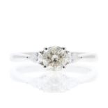18ct White Gold Three Stone Claw Set Diamond Ring (0.59) 0.75 Carats - Valued by GIE £9,175.00 - A