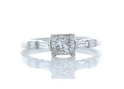 18ct White Gold Single Stone Princess Cut Diamond Ring With Set Shoulders (0.72) 0.96 Carats -