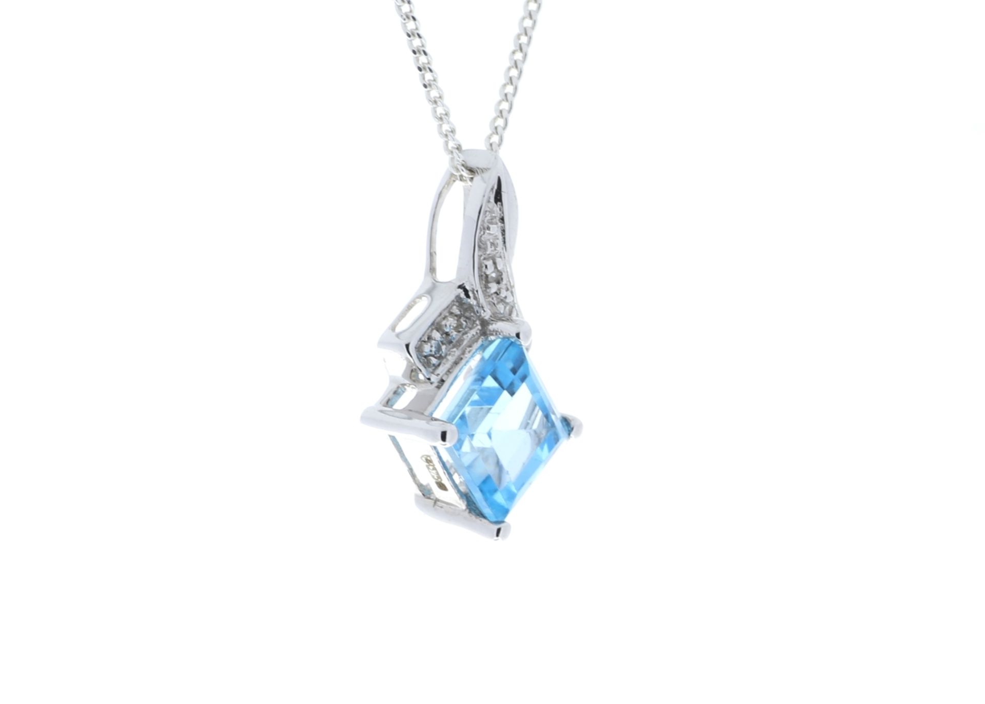 9ct White Gold Diamond And Blue Topaz Pendant 0.02 Carats - Valued by GIE £460.00 - 9ct White Gold - Image 2 of 6