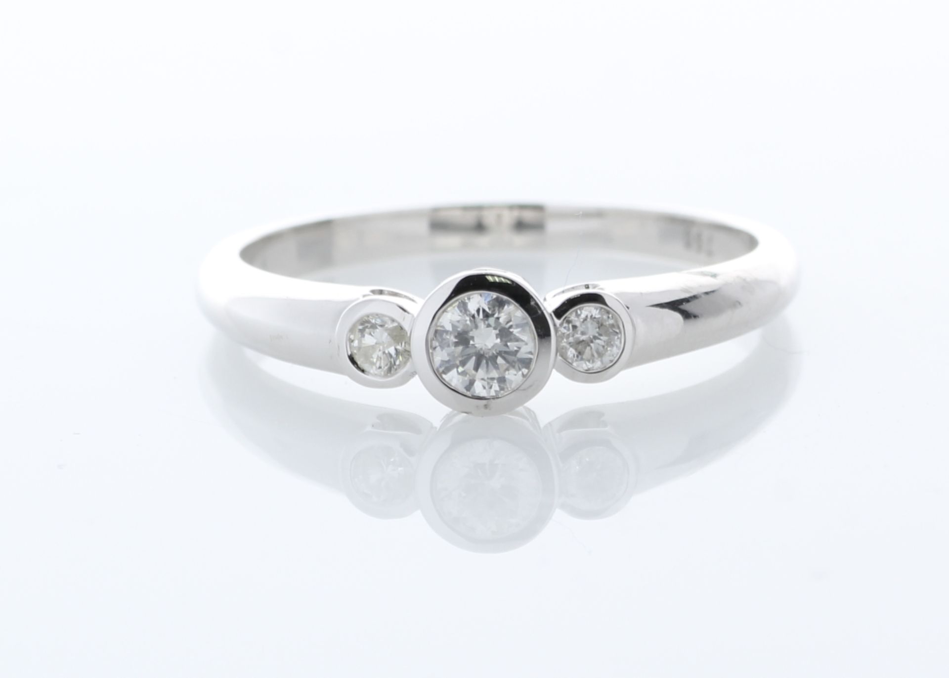 18ct Three Stone Rub Over Set Diamond Ring 0.33 Carats - Valued by GIE £9,555.00 - Three natural