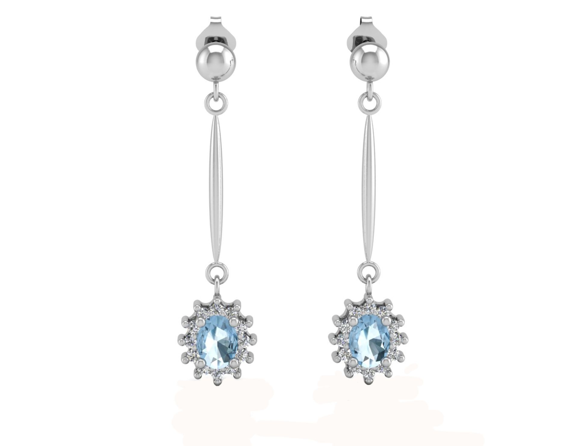 9ct White Gold Diamond And Blue Topaz Earring 0.12 Carats - Valued by GIE £1,000.00 - 9ct White Gold - Image 3 of 4