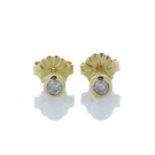 18ct Yellow Gold Single Stone Rub Over Set Diamond Earring 0.33 Carats - Valued by GIE £2,495.00 -