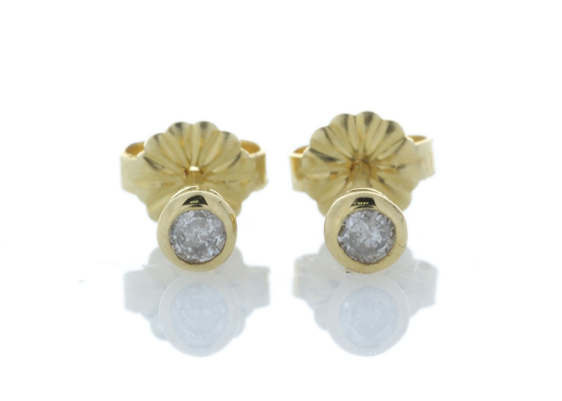 18ct Yellow Gold Single Stone Rub Over Set Diamond Earring 0.33 Carats - Valued by GIE £2,495.00 -