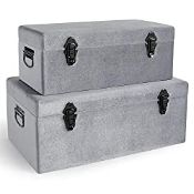 RRP £77.99 Beautify Grey Storage Trunks Set of 2