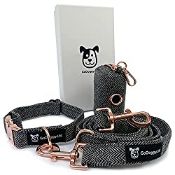 RRP £24.98 GoDoggy UK Hand Made Tweed Dog Lead & Collar set