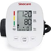 RRP £20.99 Sinocare Blood Pressure Monitor for Home Use Upper Arm BP Cuff Machine