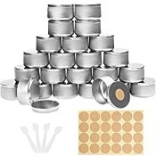 RRP £23.59 Belle Vous Silver Metal Candle Making Tins with Stickers and Spatulas