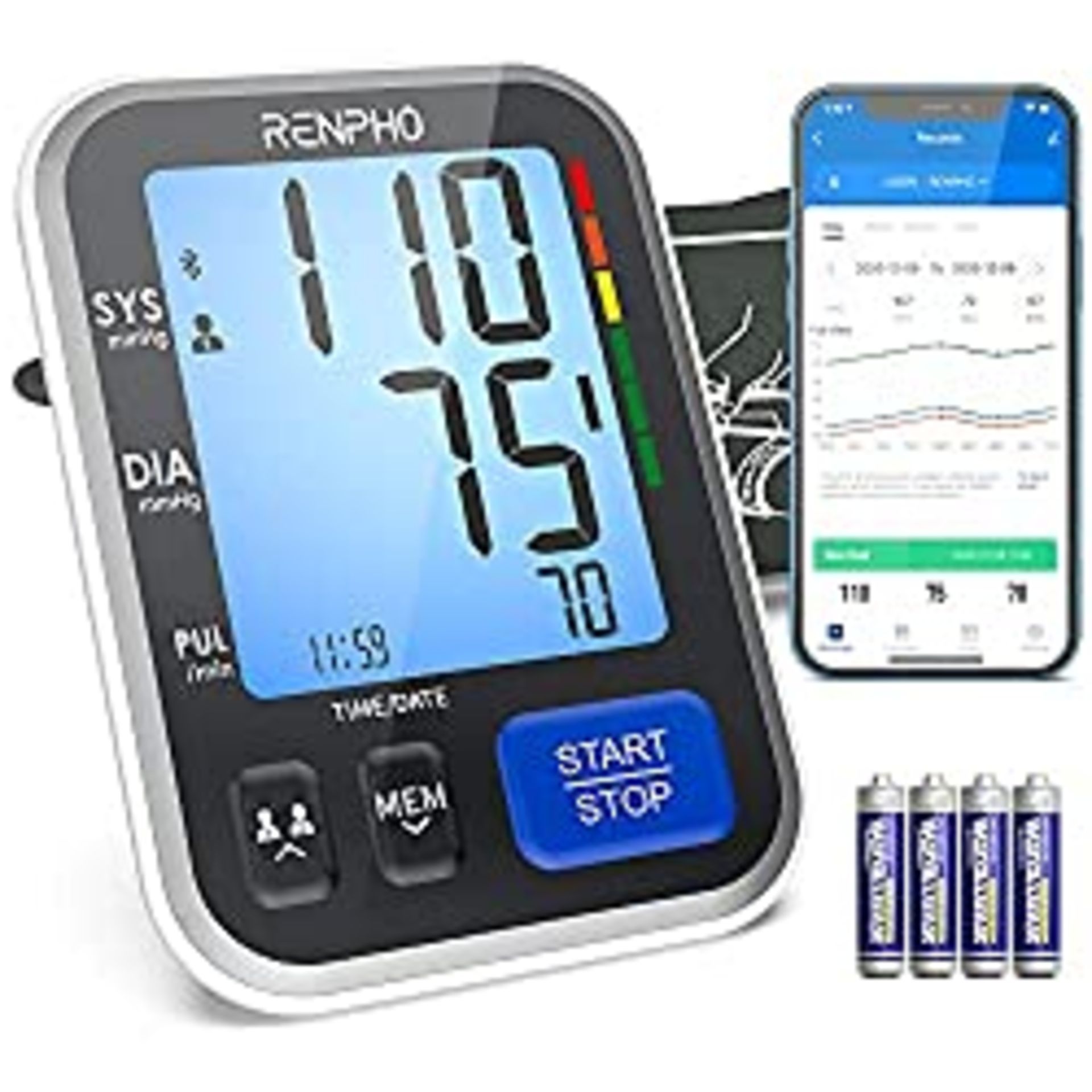 RRP £34.99 RENPHO Smart Blood Pressure Monitor - Wireless Upper Arm Blood Pressure Machine - Image 2 of 4