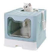 RRP £36.98 Vealind Foldable Cat Litter Tray Cats Litter Box with