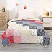 RRP £29.58 Hounest Single Bedspreads Quilted Mixed Red Blue and
